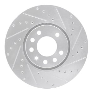 Cadillac BLS Brake Rotor (1) - Front Right - DFC - Drilled & Slotted - Silver - `03-`11