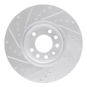 Cadillac BLS Brake Rotor (1) - Front Right - DFC - Drilled & Slotted - Silver - `03-`11