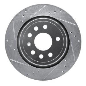 Cadillac BLS Brake Rotor (1) - Rear Left - DFC - Drilled & Slotted - Silver - `03-`11