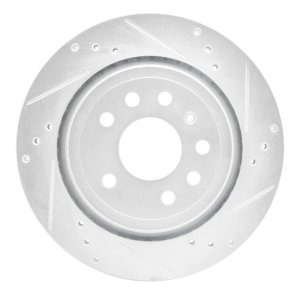 Cadillac BLS Brake Rotor (1) - Rear Right - DFC - Drilled & Slotted - Silver - `03-`11