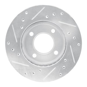Dodge Colt Brake Rotor (1) - Front Right - DFC - Drilled & Slotted - Silver - `92-`00