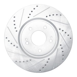 Mitsubishi Lancer Brake Rotor (1) - Front Left - DFC - Drilled & Slotted - Silver - `03-`06