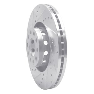 Audi A8 Brake Rotor (1) - Front Left - DFC - Drilled & Slotted - Silver - `00-`03