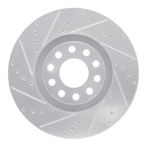 Audi A8 Brake Rotor (1) - Front Left - DFC - Drilled & Slotted - Silver - `00-`03