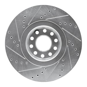 Audi A8 Brake Rotor (1) - Front Right - DFC - Drilled & Slotted - Silver - `00-`03