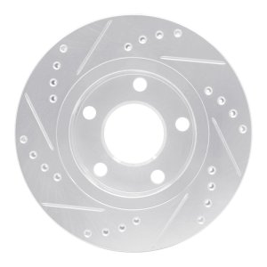 Audi S4 Brake Rotor (1) - Rear Right - DFC - Drilled & Slotted - Silver - `00-`02