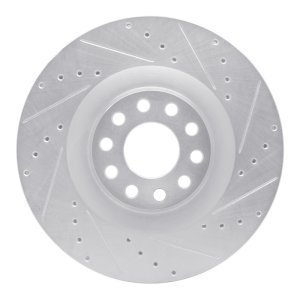 Audi S8 Brake Rotor (1) - Front Right - DFC - Drilled & Slotted - Silver - `01-`03