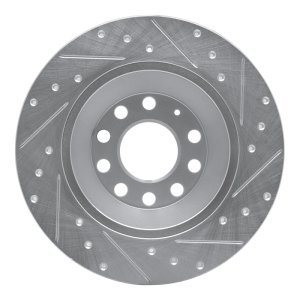 Audi A6 Brake Rotor (1) - Rear Left - DFC - Drilled & Slotted - Silver - `05-`11