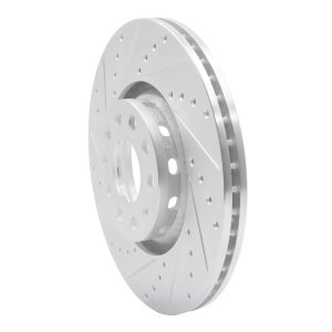 Audi A4 Quattro Brake Rotor (1) - Front Left - DFC - Drilled & Slotted - Silver - `97-`06