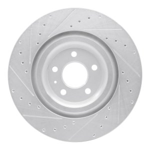 Audi A8 Brake Rotor (1) - Rear Right - DFC - Drilled & Slotted - Silver - `17-`25