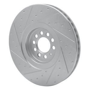 Audi TT Quattro Brake Rotor (1) - Right Front - DFC - Drilled & Slotted - Silver - `04-`06