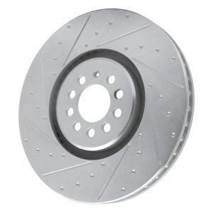 Audi TT Quattro Brake Rotor (1) - Left Front - DFC - Drilled & Slotted - Silver - `04-`06