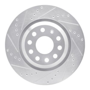 Audi A3 Quattro Brake Rotor (1) - Rear Left - DFC - Drilled & Slotted - Silver - `06-`25