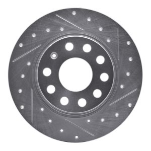 Audi A3 Quattro Brake Rotor (1) - Rear Right - DFC - Drilled & Slotted - Silver - `05-`25