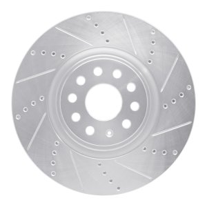 Audi S3 Brake Rotor (1) - Front Right - DFC - Drilled & Slotted - Silver - `12-`25