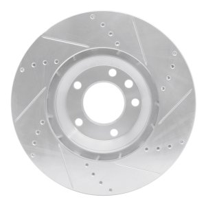 Audi Q7 Brake Rotor (1) - Right Front - DFC - Drilled & Slotted - Silver - `03-`15