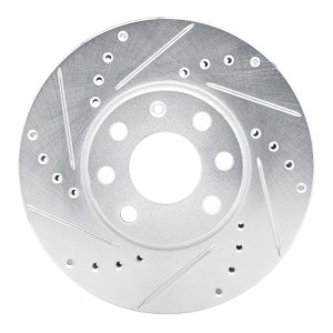Chevrolet Astra Brake Rotor (1) - Front Left - DFC - Drilled & Slotted - Silver - `00-`05