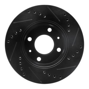 Dodge Verna Brake Rotor (1) - Front Left - DFC - Drilled & Slotted - Black - `03-`06