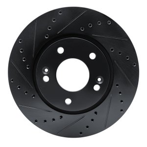 Hyundai Santa Fe Brake Rotor (1) - Front Left - DFC - Drilled & Slotted - Black - `07-`09