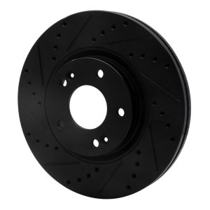 Hyundai Santa Fe Brake Rotor (1) - Front Left - DFC - Drilled & Slotted - Black - `10-`13