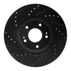 Hyundai Tucson Brake Rotor (1) - Front Right - DFC - Drilled & Slotted - Black - `15-`25