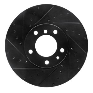 BMW 540i Brake Rotor (1) - Front Left - DFC - Drilled & Slotted - Black - `91-`01