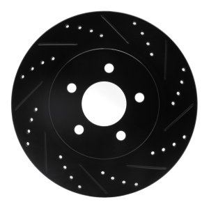 Ford Mustang Brake Rotor (1) - Rear Right - DFC - Drilled & Slotted - Black - `05-`14
