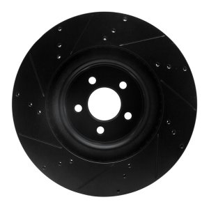Ford Mustang Brake Rotor (1) - Front Right - DFC - Drilled & Slotted - Black - `15-`23