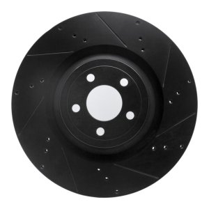 Ford Mustang Brake Rotor (1) - Front Right - DFC - Drilled & Slotted - Black - `15-`23 Ford Mustang Brake Rotor (1) - Front Right - DFC - Drilled & Slotted - Black - `15-`23