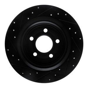 Ford Mustang Brake Rotor (1) - Rear Right - DFC - Drilled & Slotted - Black - `20-`25