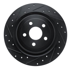 Ford Mustang Mach-E Brake Rotor (1) - Rear Left - DFC - Drilled & Slotted - Black - `21-`25