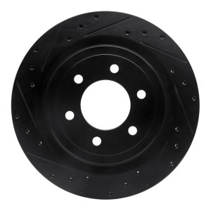 Ford F-150 Lightning Brake Rotor (1) - Rear Left - DFC - Drilled & Slotted - Black - `21-`25