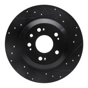 Acura TL Brake Rotor (1) - Rear Right - DFC - Drilled & Slotted - Black - `09-`14
