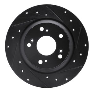 Honda S2000 Brake Rotor (1) - Rear Right - DFC - Drilled & Slotted - Black - `00-`09