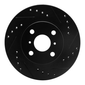 Chevrolet Prizm Brake Rotor (1) - Front Right - DFC - Drilled & Slotted - Black - `93-`02