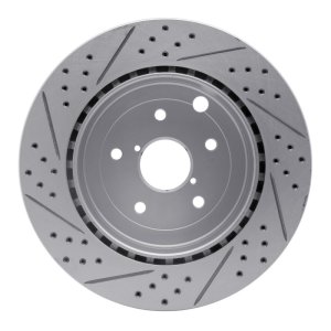 Subaru WRX Sti Brake Rotor (1) - Rear Right - DFC - Geoperformance Drilled & Slotted - `08-`20