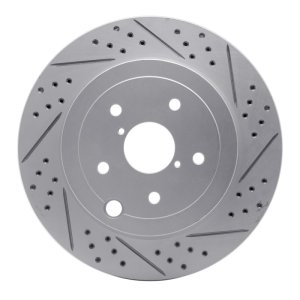 Subaru WRX Sti Brake Rotor (1) - Rear Right - DFC - Geoperformance Drilled & Slotted - `08-`20