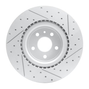 Tesla Model X Brake Rotor (1) - Front Left - DFC - Geoperformance Drilled & Slotted - `12-`21