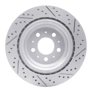 Tesla Model Y Brake Rotor (1) - Rear Left - DFC - Drilled & Slotted Geoperformance - `17-`25