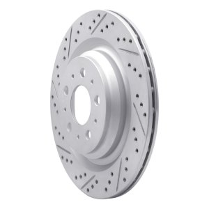 Tesla Model Y Brake Rotor (1) - Rear Left - DFC - Drilled & Slotted Geoperformance - `17-`25