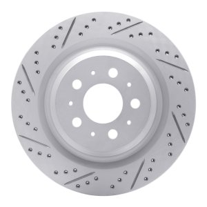 Tesla Model Y Brake Rotor (1) - Rear Left - DFC - Drilled & Slotted Geoperformance - `17-`25