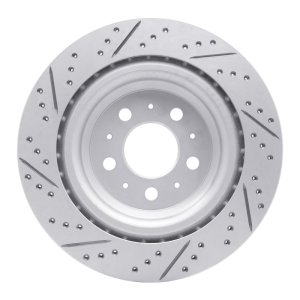 Tesla Model Y Brake Rotor (1) - Rear Right - DFC - Drilled & Slotted Geoperformance - `17-`25