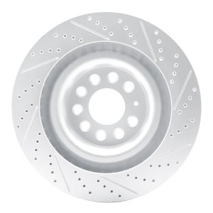 Tesla Model X Brake Rotor (1) - Rear Left - DFC - Drilled & Slotted Geoperformance - `12-`21