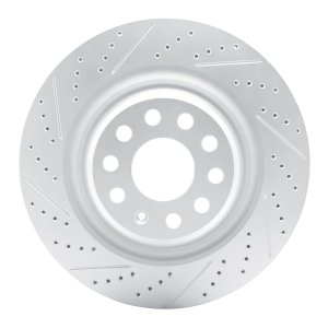 Tesla Model X Brake Rotor (1) - Rear Left - DFC - Drilled & Slotted Geoperformance - `12-`21