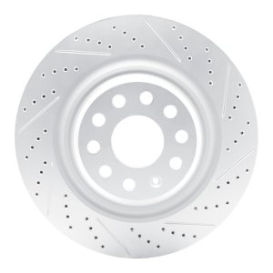 Tesla Model S Brake Rotor (1) - Rear Right - DFC - Drilled & Slotted Geoperformance - `12-`21