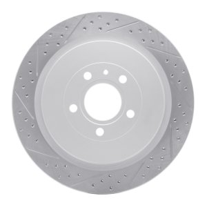 Ford Mustang Brake Rotor (1) - Rear Left - DFC - Drilled & Slotted Geoperformance - `13-`14