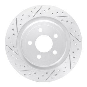 Ford Mustang Brake Rotor (1) - Rear Left - DFC - Drilled & Slotted Geoperformance - `20-`26