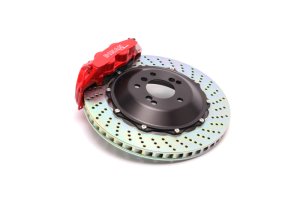 BMW M3 Brake Kit - Front - Dinan - Drilled Rotors + 6-piston Calipers + Dinan-spec Pads - Red - `15-`18 BMW M3 Brake Kit - Front - Dinan - Drilled Rotors + 6-piston Calipers + Dinan-spec Pads - Red - `15-`18