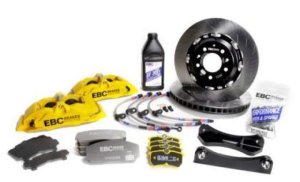 BMW 3 Series Big Brake Kit - Front - EBC - Yellow Apollo-4 4-Piston Calipers + 355 mm 2-Piece Swept Grooved Rotors - Yellow - `12-`19