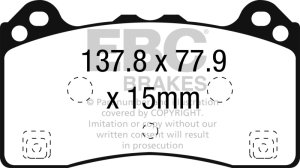 Ford Focus RS Brake Pads - Front - EBC - Redstuff Ceramic Low Dust - `16-`18